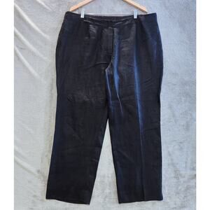 Talbots Womens Black Pure Irish Linen Straight Leg Pants Size 18W Career Work